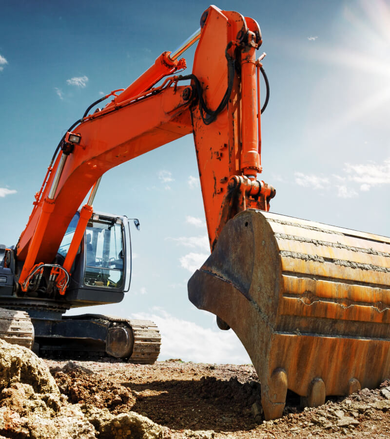 An orange excavator