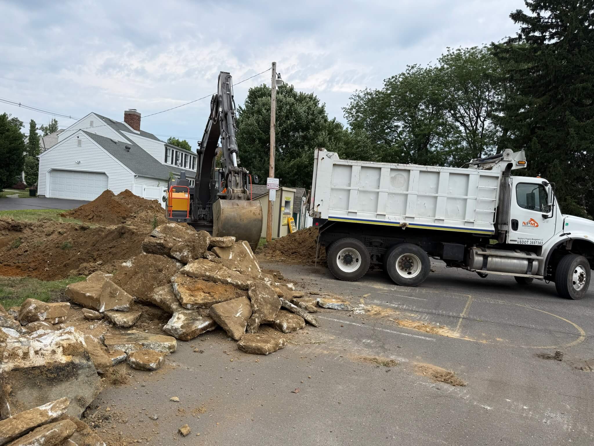 Truck moving material